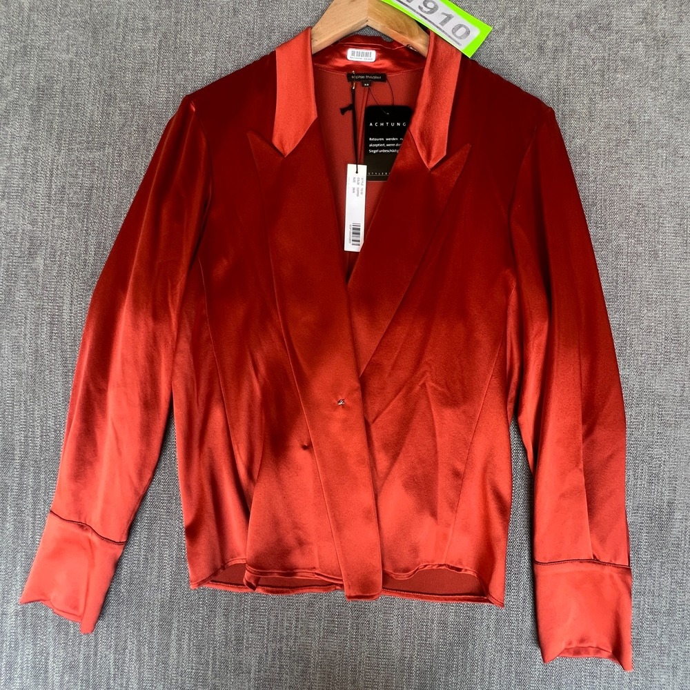 Sophie Theallet Blazer Jacket Women 38 Copper Red Satin Cuff Sleeve Evening Wear